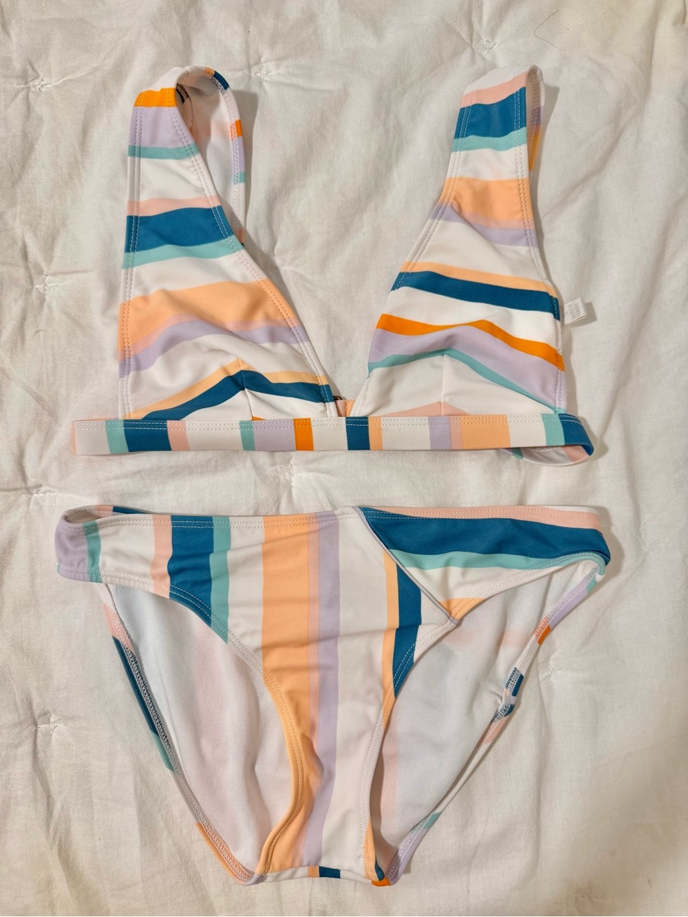 Giani Bini- Striped Pastel Bikini Set - Multicolor Stripes